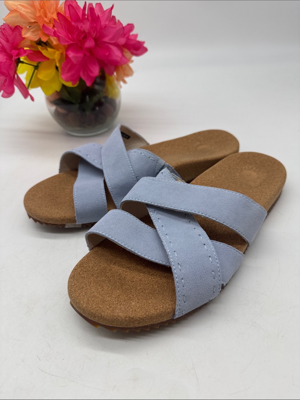 REVITALIGN Crisscross Slide Sandals - Light Blue MCS10112K